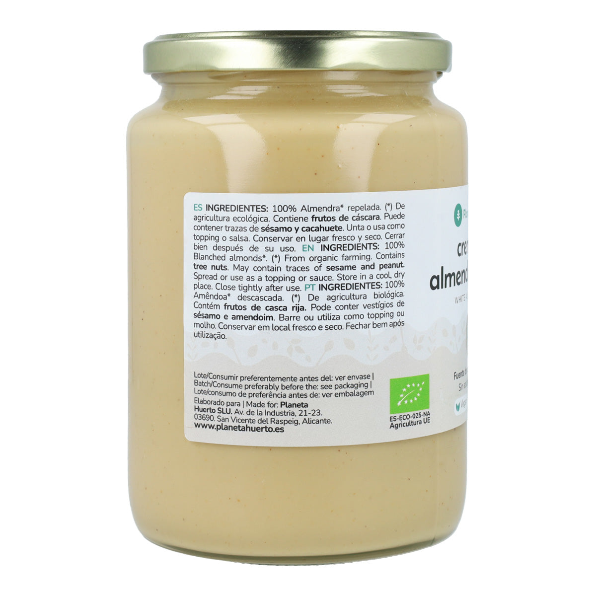 Crema de Almendras Blancas ECO Planeta Huerto 700 g