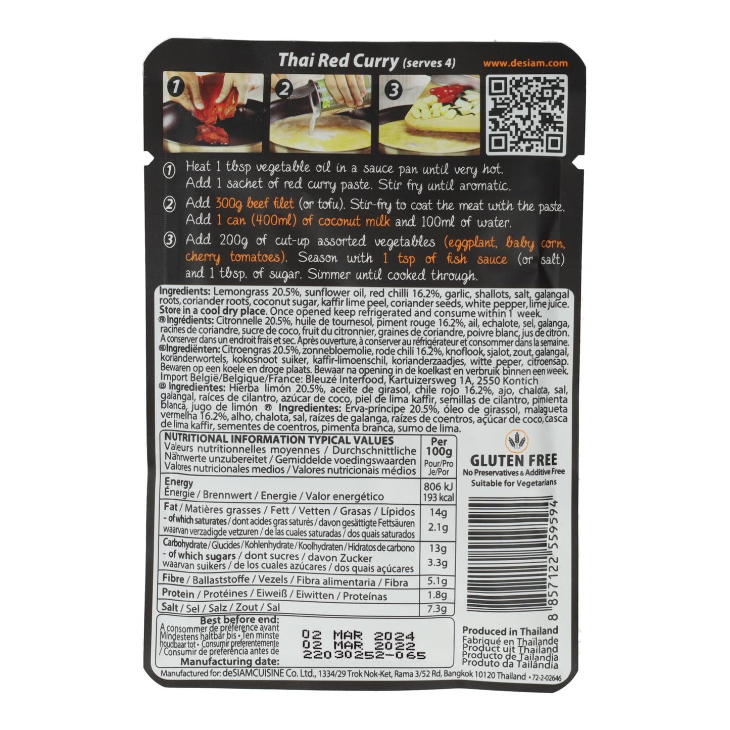 Pasta de Curry Rojo Desiam 70 g