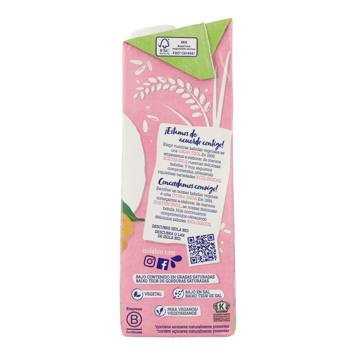 Bebida de Arroz y Almendras Bio Isola BIO 1 L