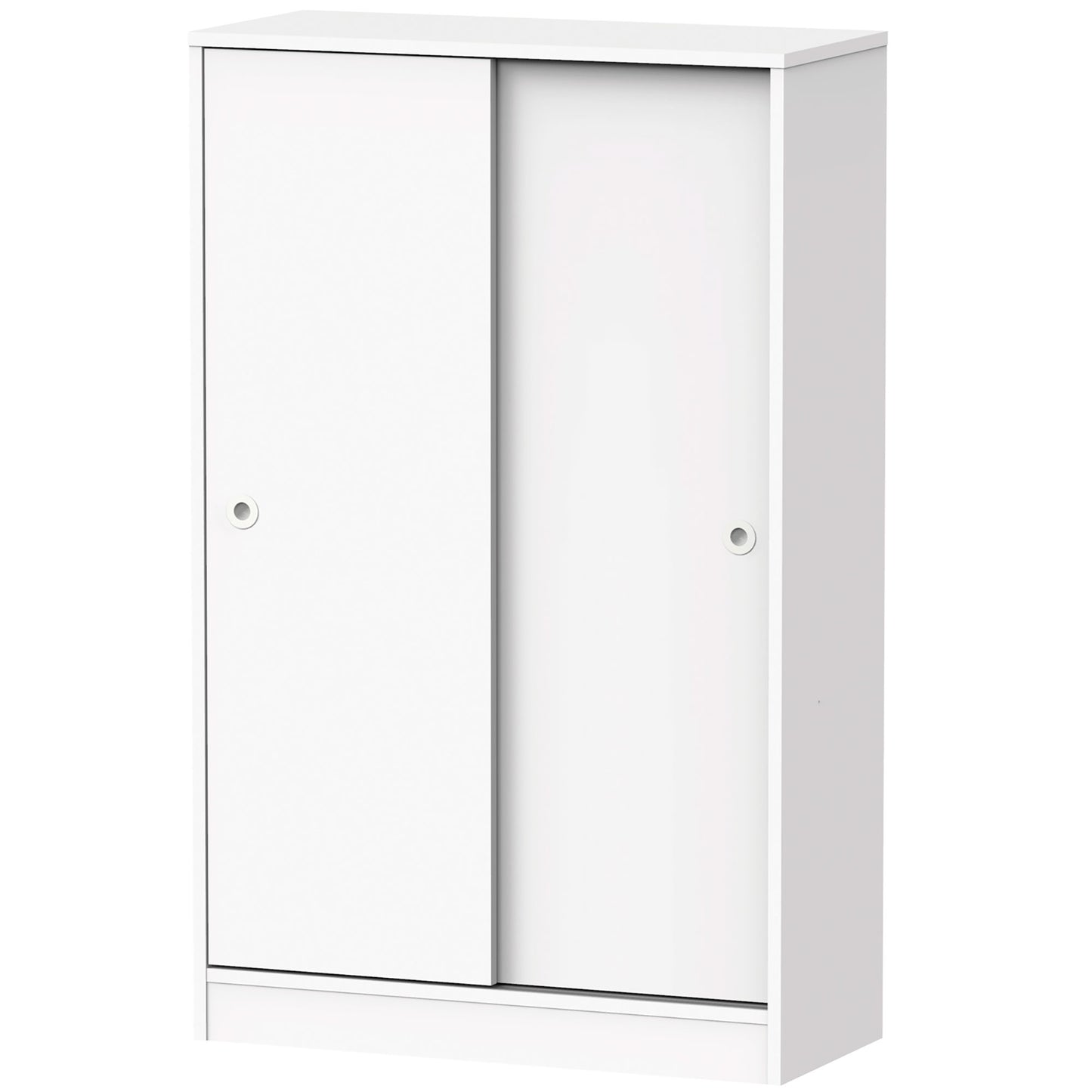 Armario Dormitorio, Multiusos, Baño, Mueble Cocina, Zapatero 2 Puertas Correderas 120x74x33 Cm, Briebe, Nova, Blanco