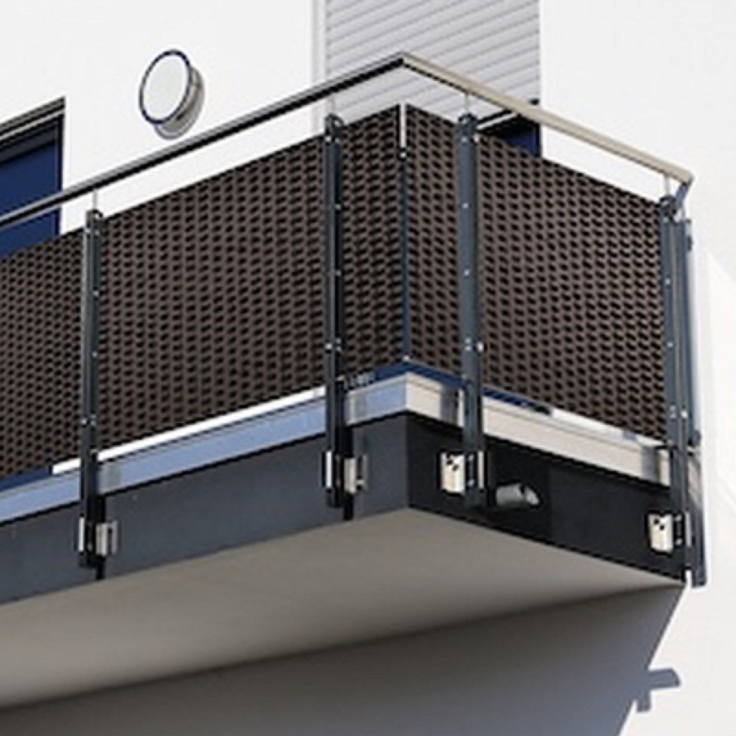 Banda De Ocultación De Polirattán Para Balcón Antracita.