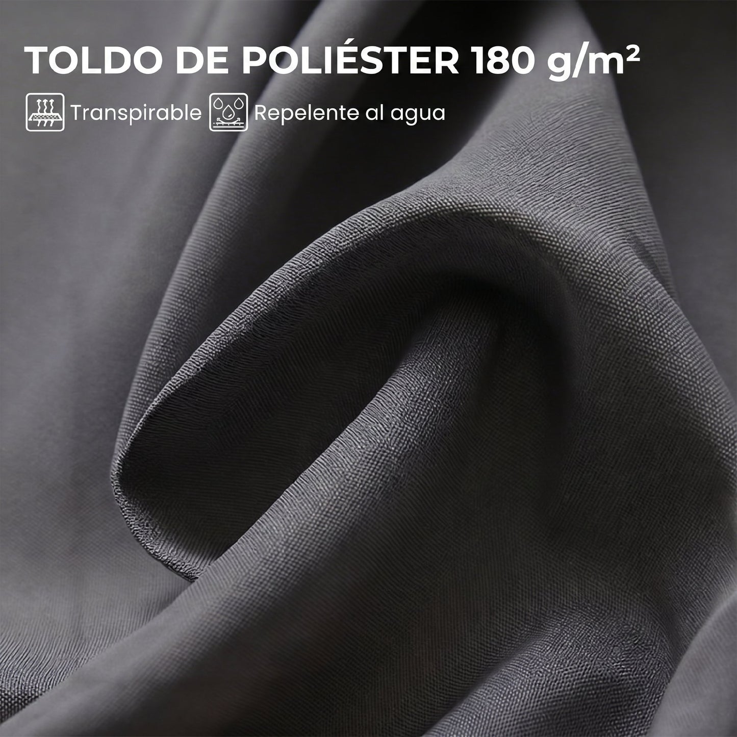 Sombrilla Doble Parasol Grande 4,55x2,65x2,38 M Con Manivela Manual Color Gris_5