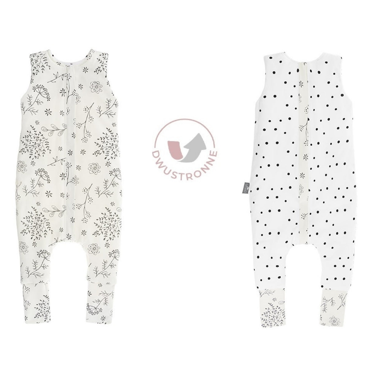Saco De Dormir Con Pies Reversible T-m Jersey Algodón Black Dots-bloom