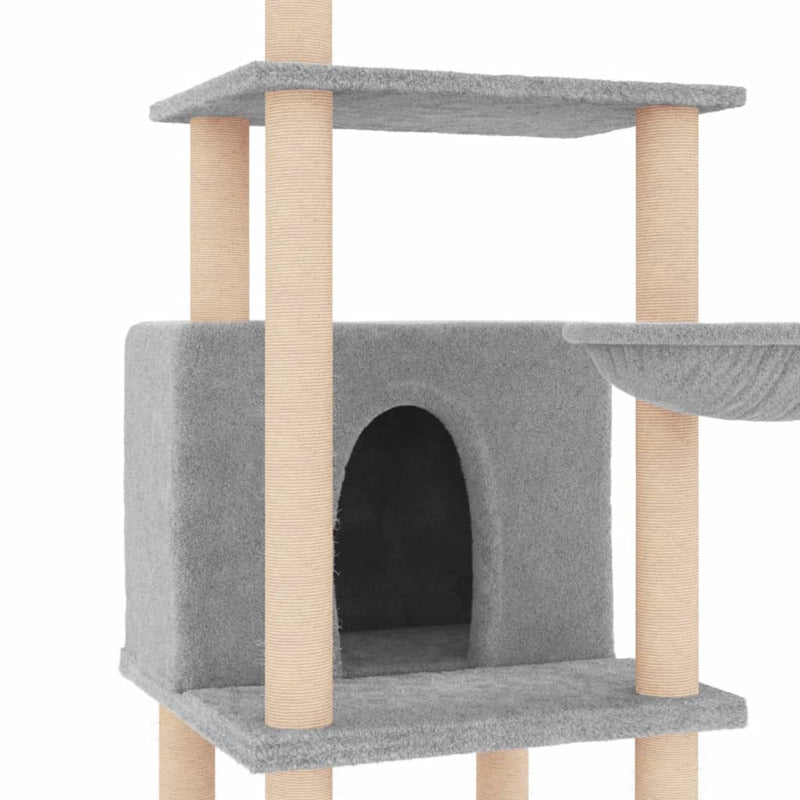 Vidaxl Rascador Para Gatos Con Postes De Sisal Gris Claro 132 Cm_5