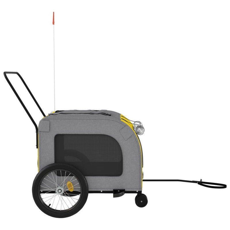 Vidaxl Remolque De Bicicleta Mascotas Hierro Tela Oxford Amarillo Gris_5