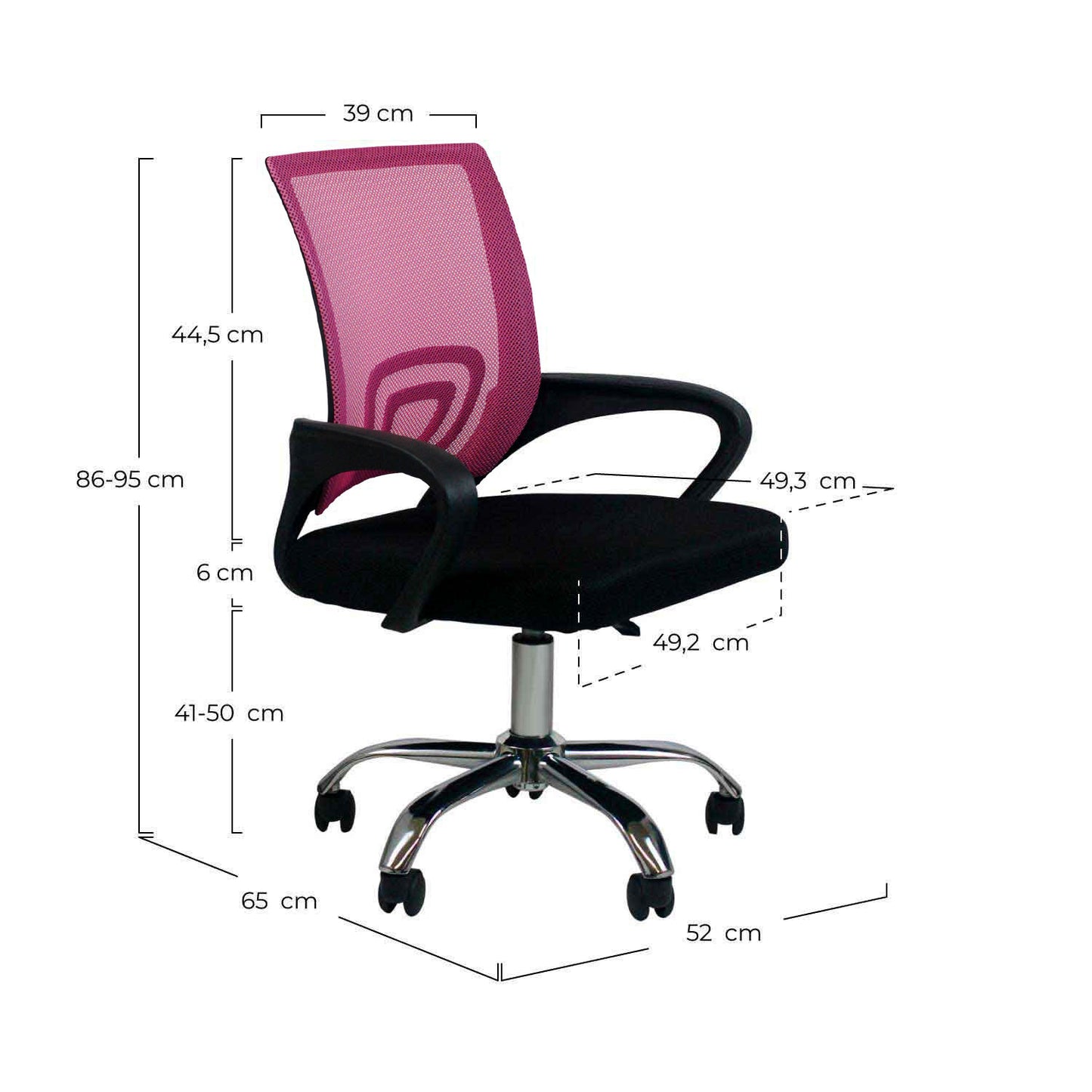 Silla De Escritorio Con Ruedas Classic 95x65x52cm O91_5
