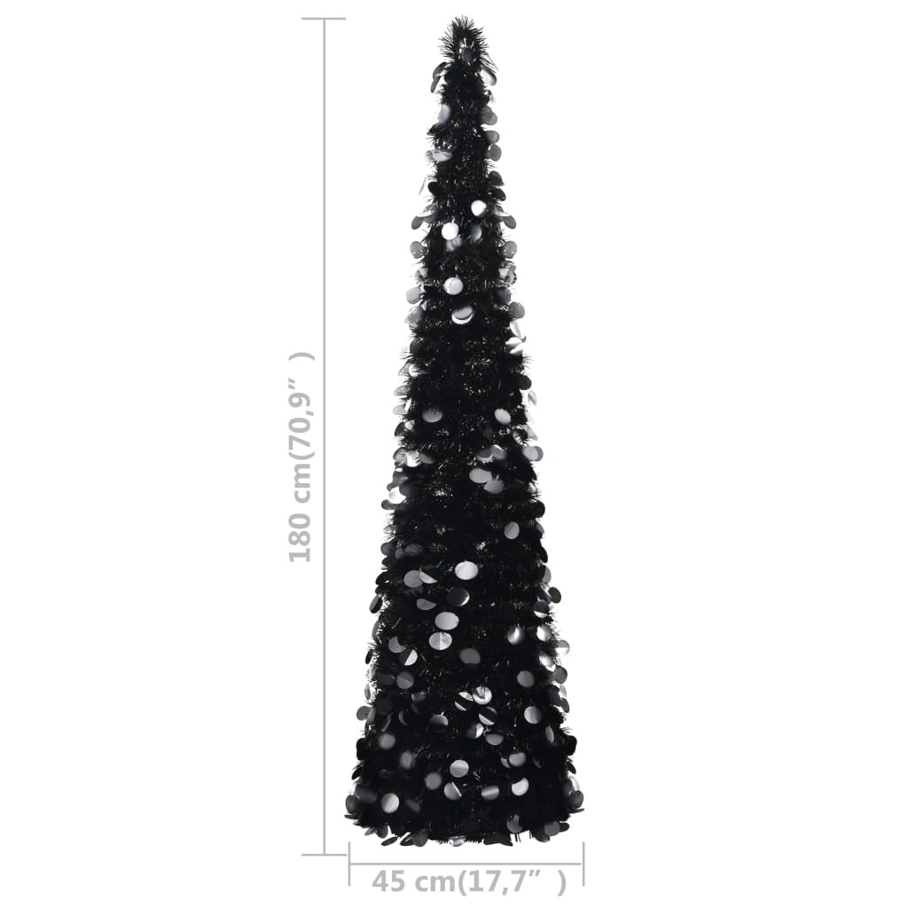 Vidaxl Árbol De Navidad Artificial Emergente Pet Negro 180 Cm_4