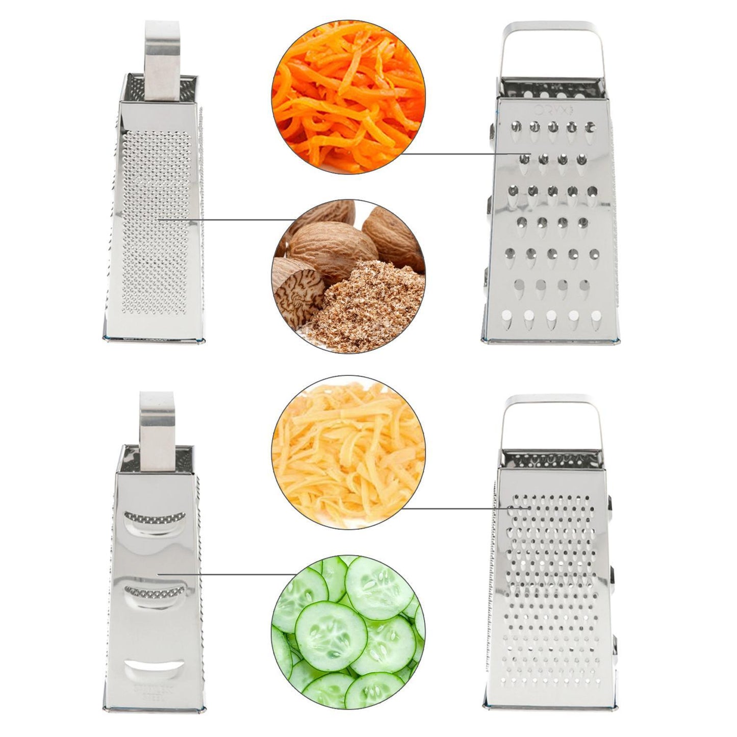 Rallador Acero Inoxidable, 4 Cortes Diferentes, Vertical._3