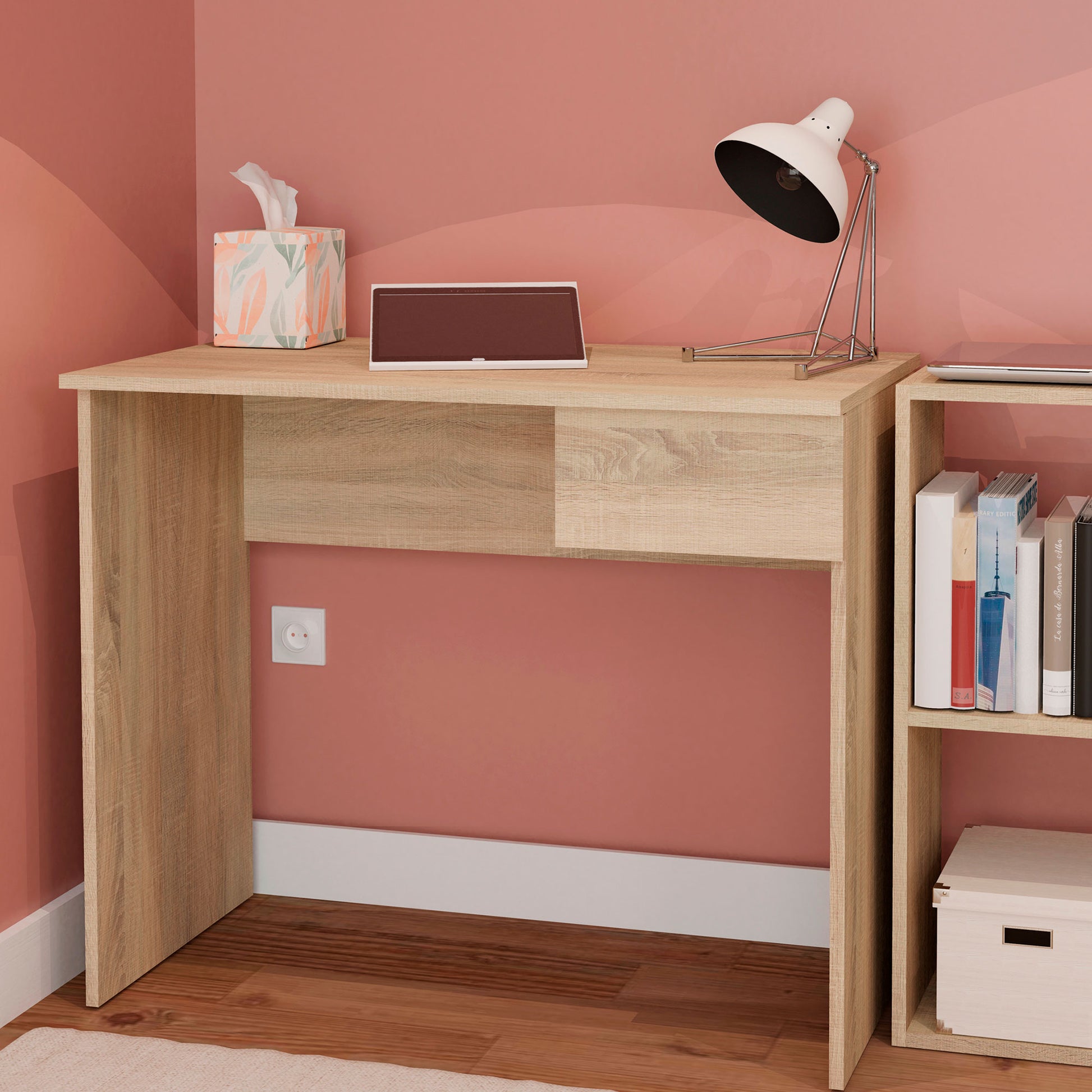 Escritorio, Mesa De Ordenador 75x90x50cm, 1 Cajón, Oficina, Habitación Juvenil, Desk, Briebe, Nova, Madera