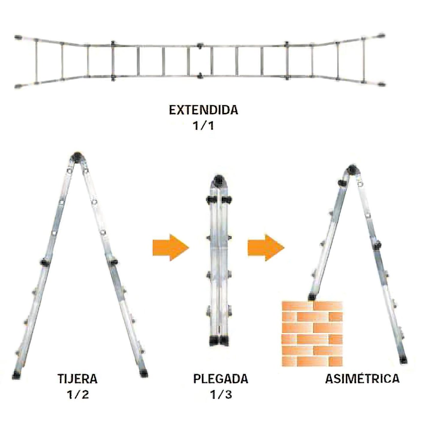Escalera Telescópica Aluminio 4+4 Peldaños Perfil 67 Mm._1