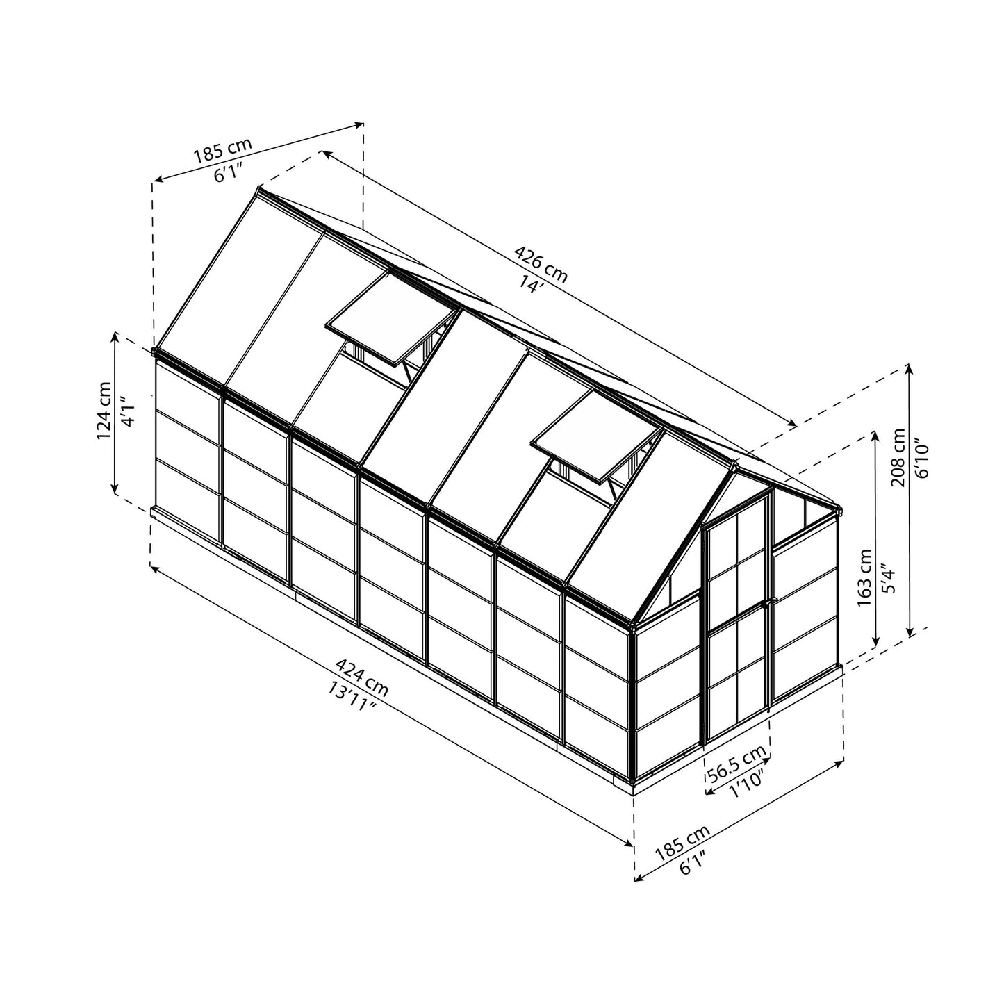 Invernadero Hybrid 426x185 cm plateado