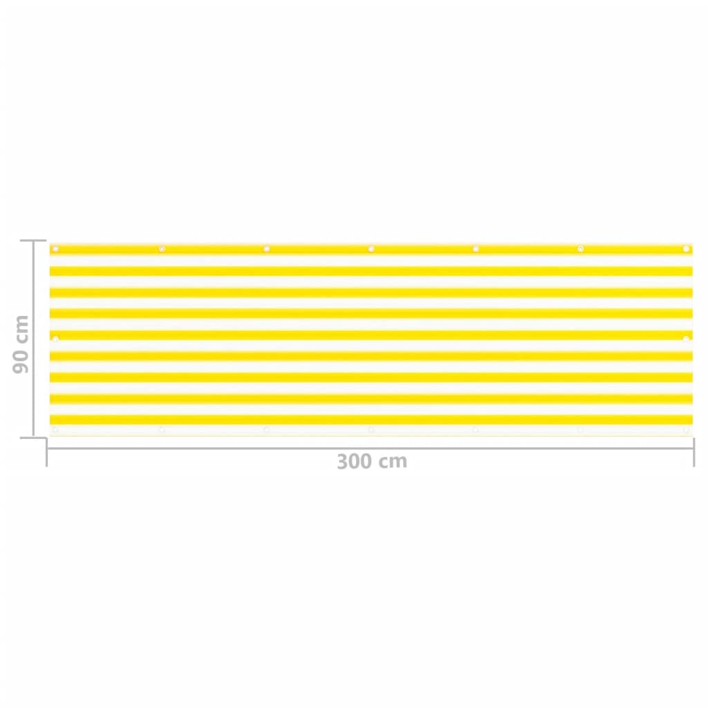 Vidaxl Toldo Para Balcón Hdpe Amarillo Y Blanco 90x300 Cm_4