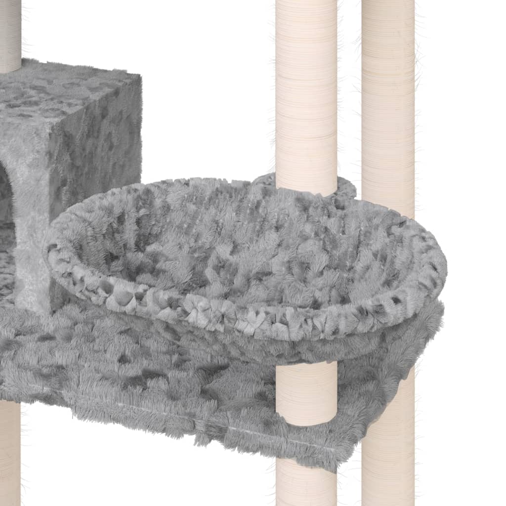 Rascador Para Gatos Con Postes De Sisal Gris Claro 131 Cm_5