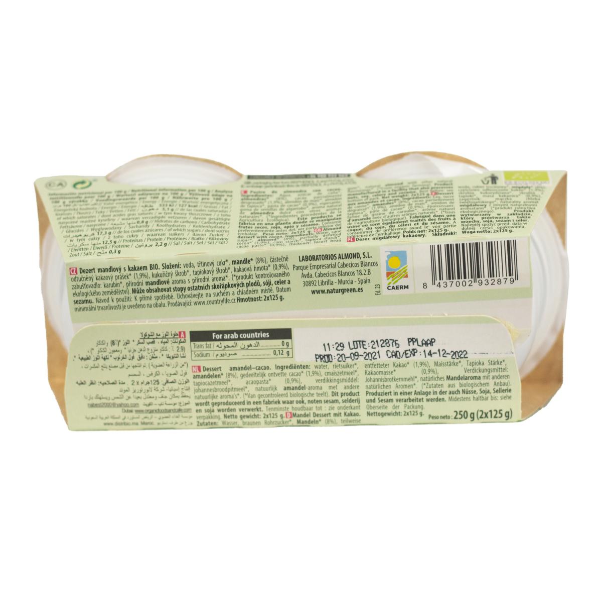 Postre de Almendras y Cacao NaturGreen,  2 x 125 g