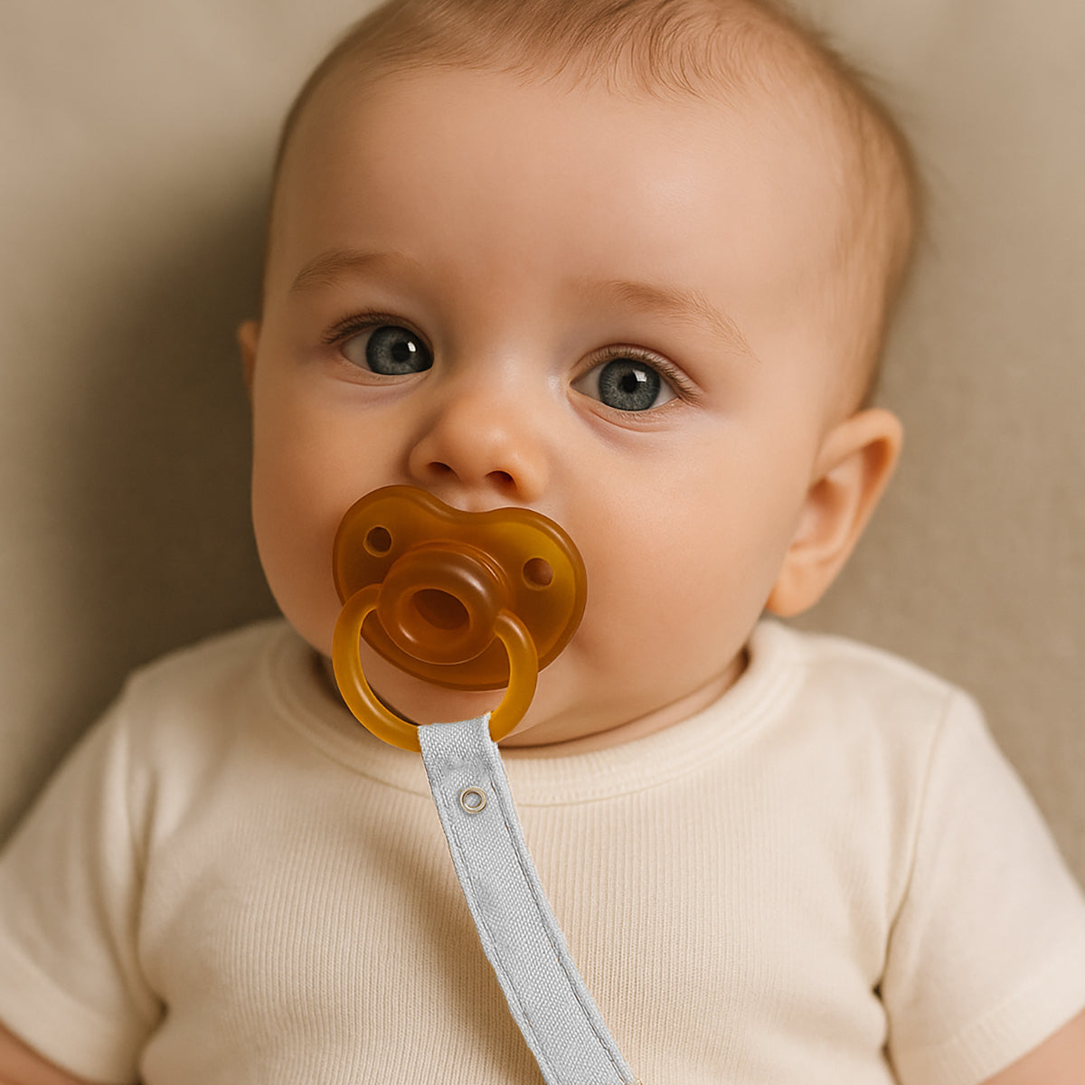 Clip Para Chupete Blanco De Algodón Orgánico