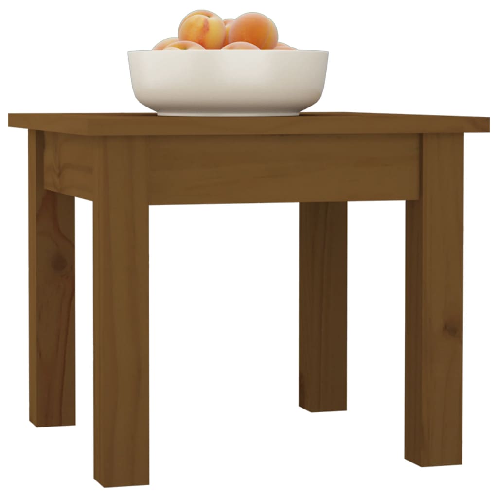 Mesa De Centro Madera Maciza De Pino Marrón Miel 35x35x30 Cm_4