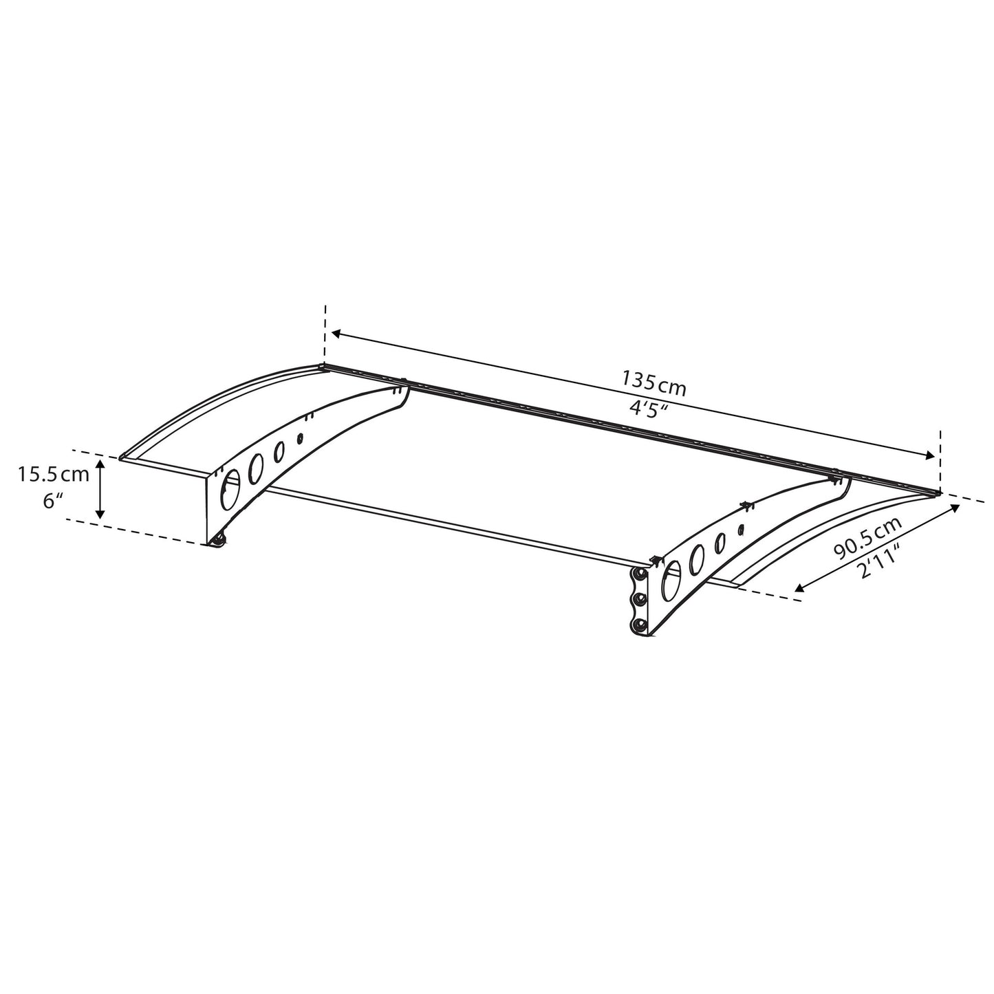 Marquesina para puerta Lyra 135x90 cm