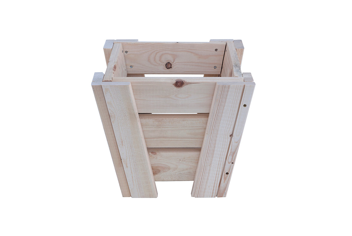 Macetero Abril Abierto De Madera Natural De 30 X 30 X 26 Cm 10° 9l + Bolsa Geotextil..