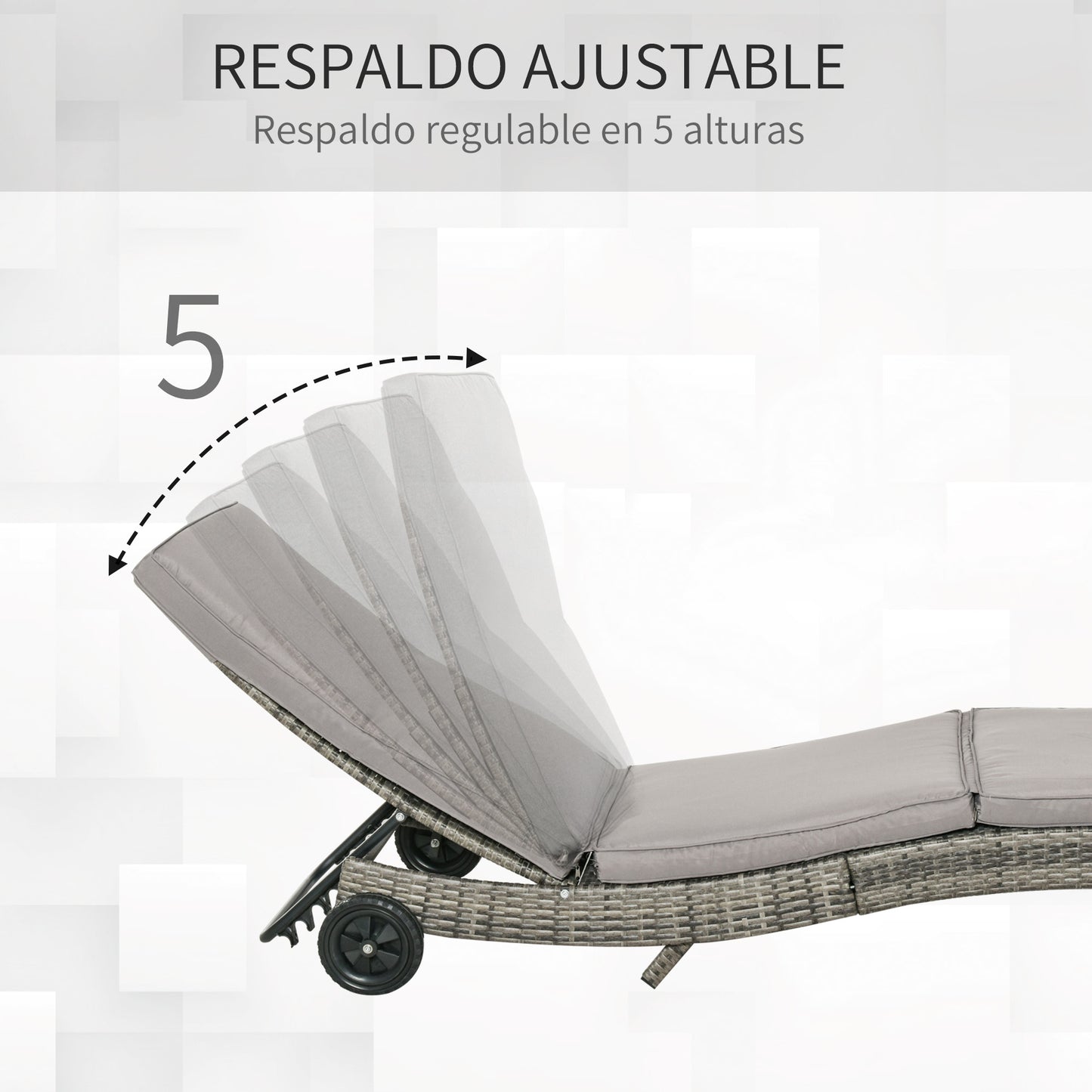 Outsunny Juego De 2 Tumbonas De Ratán Reclinable En Forma De S Con Ruedas_5
