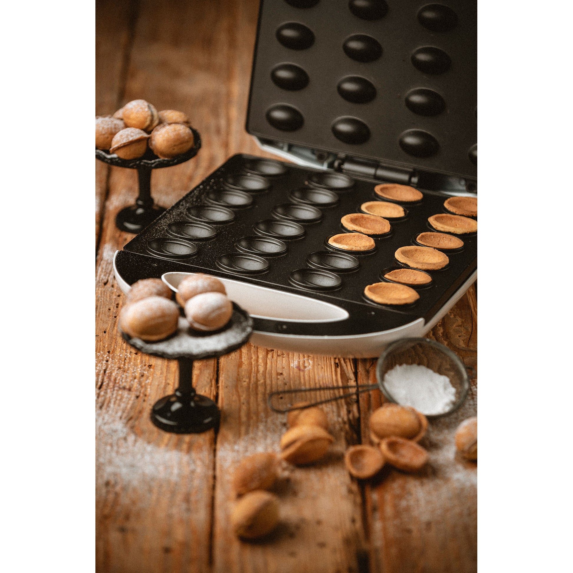 Hornillo Eléctrico Para 24 Galletas En Forma De Nuez, Placas Antiadherentes, Pastas Rellenas Adler Ad3039 Blanco