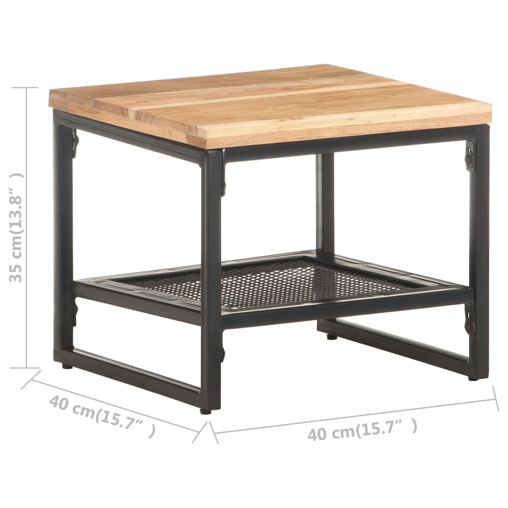 Mesa Auxiliar De Madera Maciza De Acacia 40x40x35 Cm_4