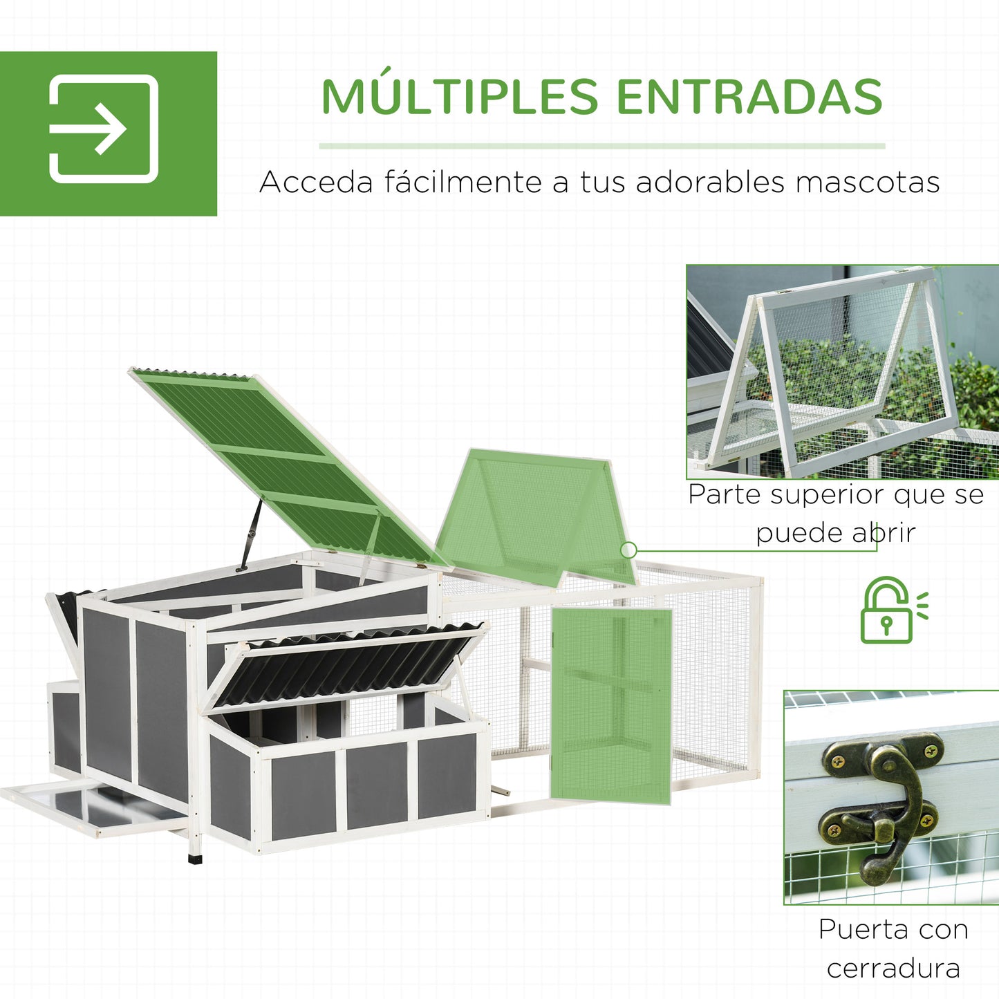 Pawhut Gallinero De Madera Exterior 225x147x85,5cm Para 6-8 Gallinas Con Corral_5