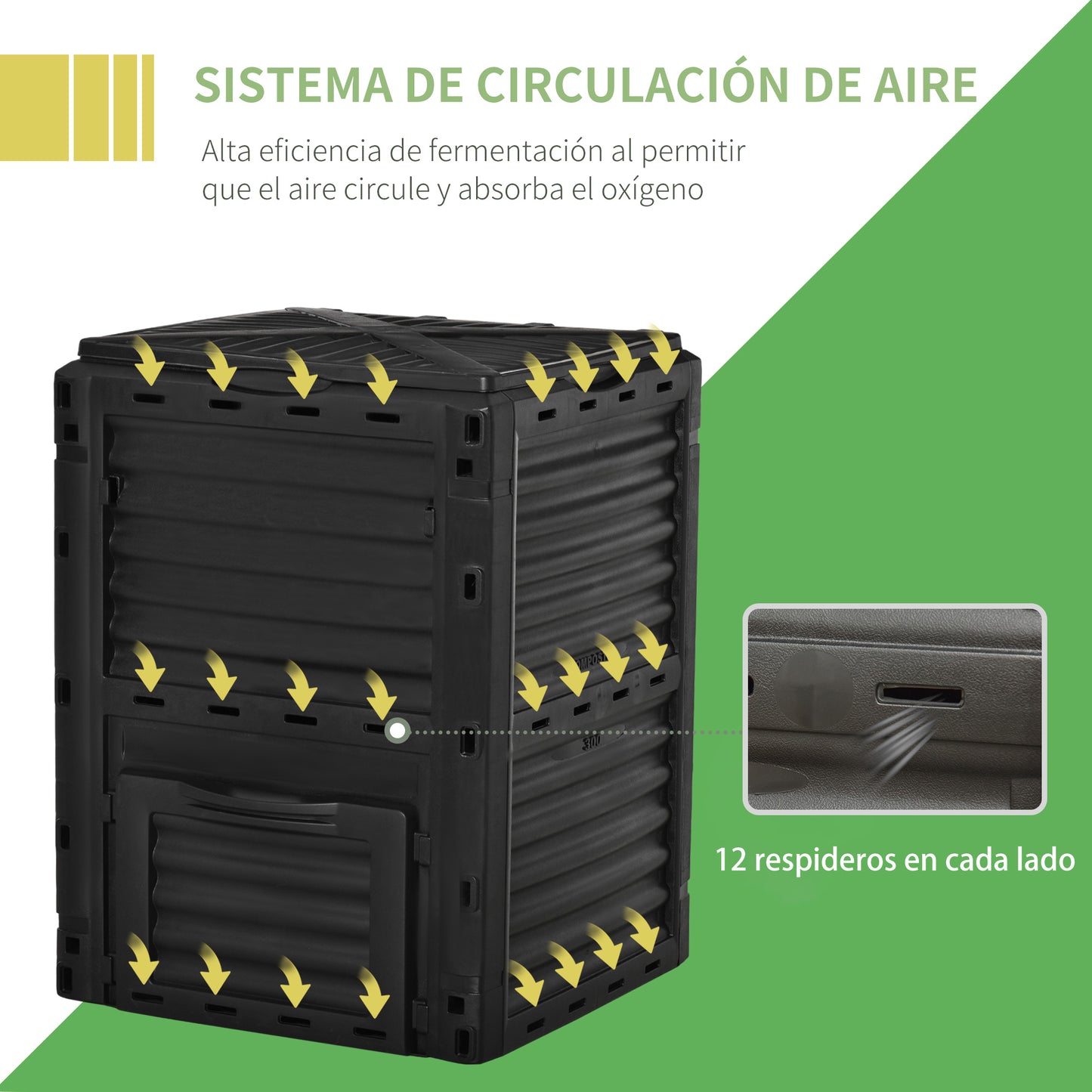 Outsunny Compostador Capacidad 300l Para Producción Abono Orgánico_5