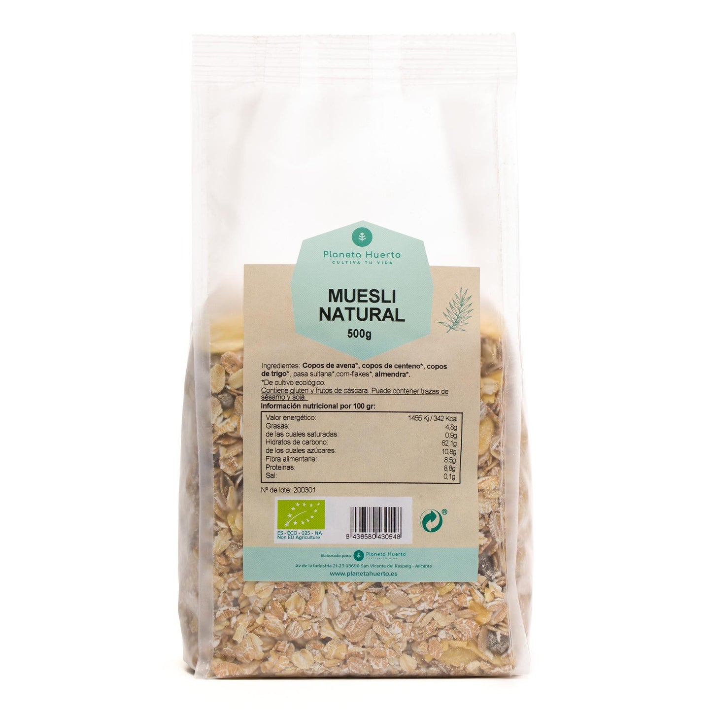 Muesli natural con pasas ECO Planeta Huerto 500 g