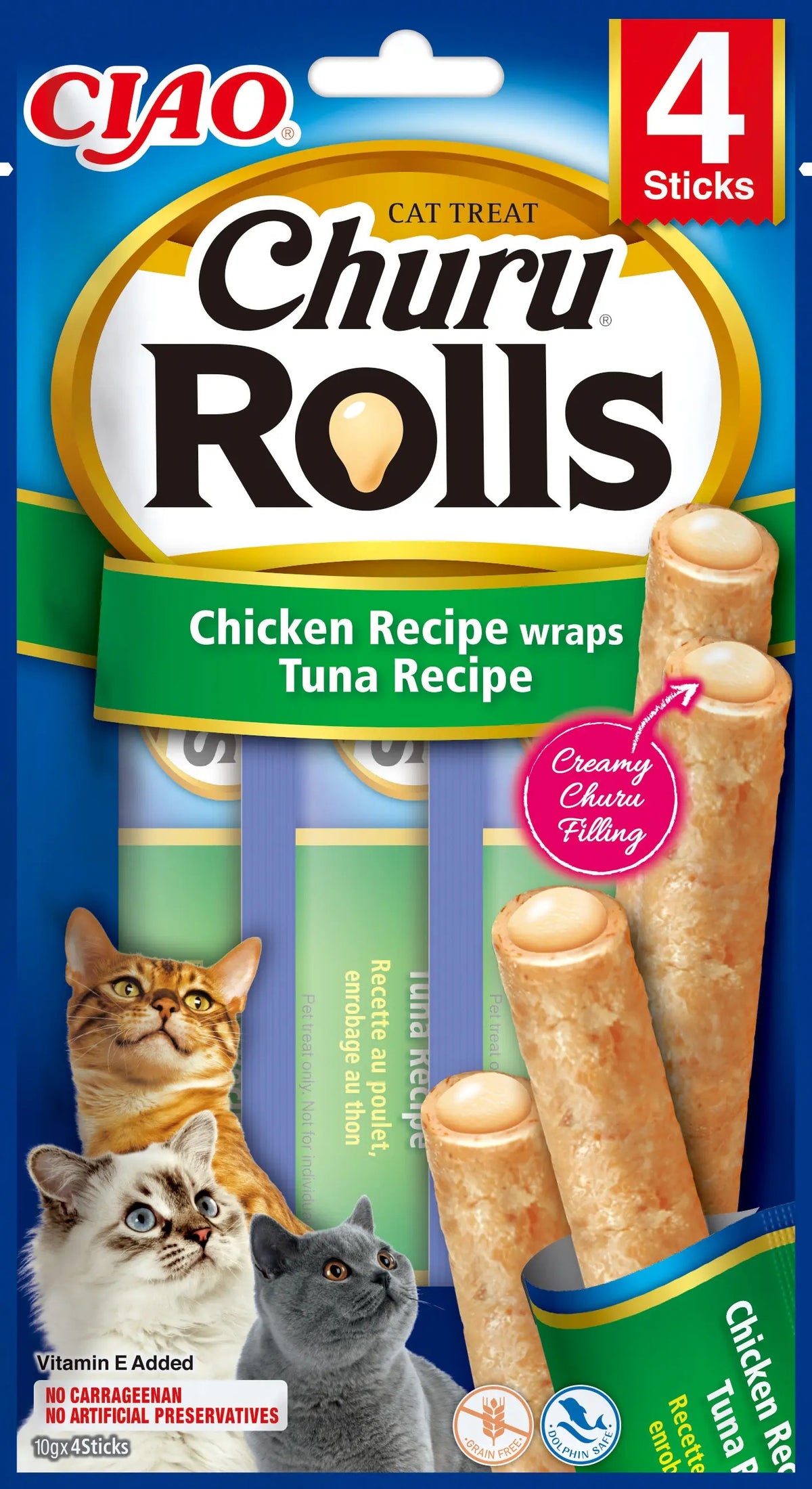 Snack Rolls de Atún para Gatos Churu 4 x 10 g