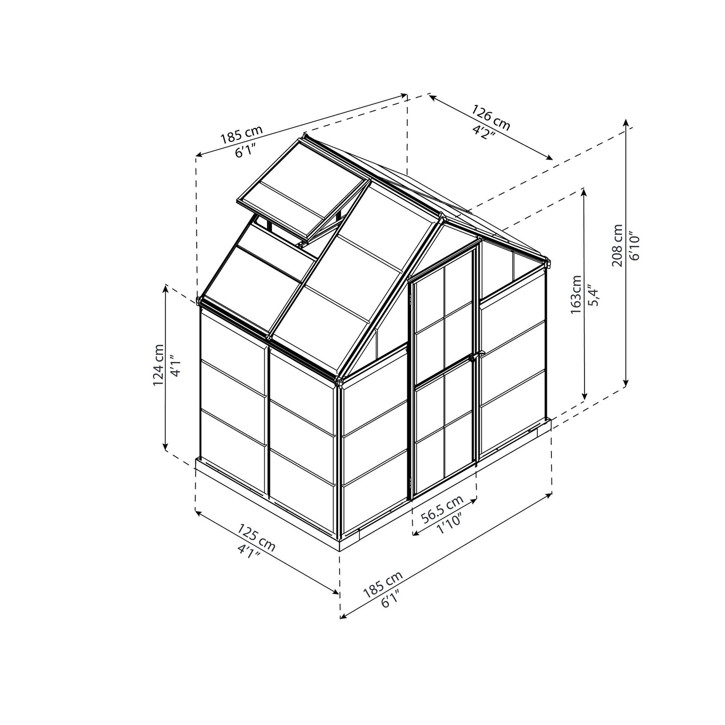 Invernadero Harmony 126x185x208 cm verde