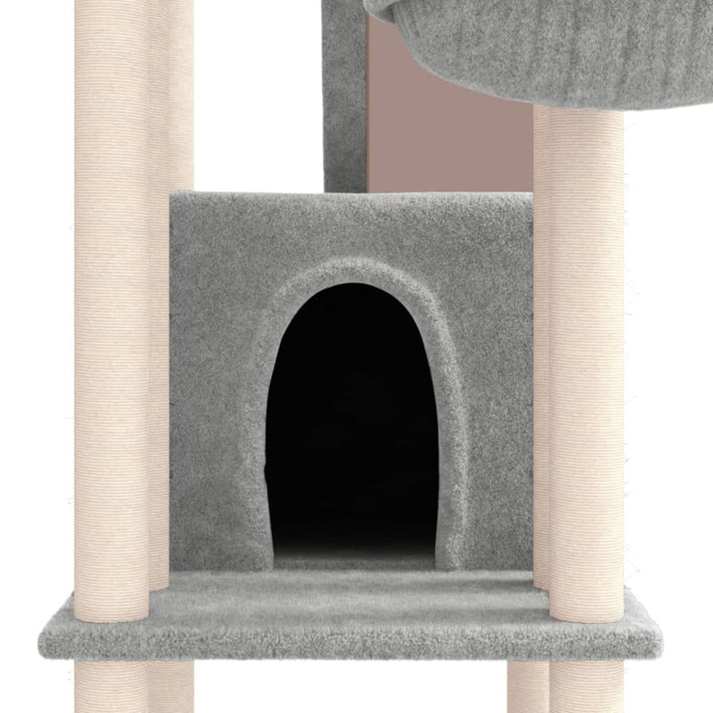 Vidaxl Rascador Para Gatos Con Postes De Sisal Gris Claro 201 Cm_5