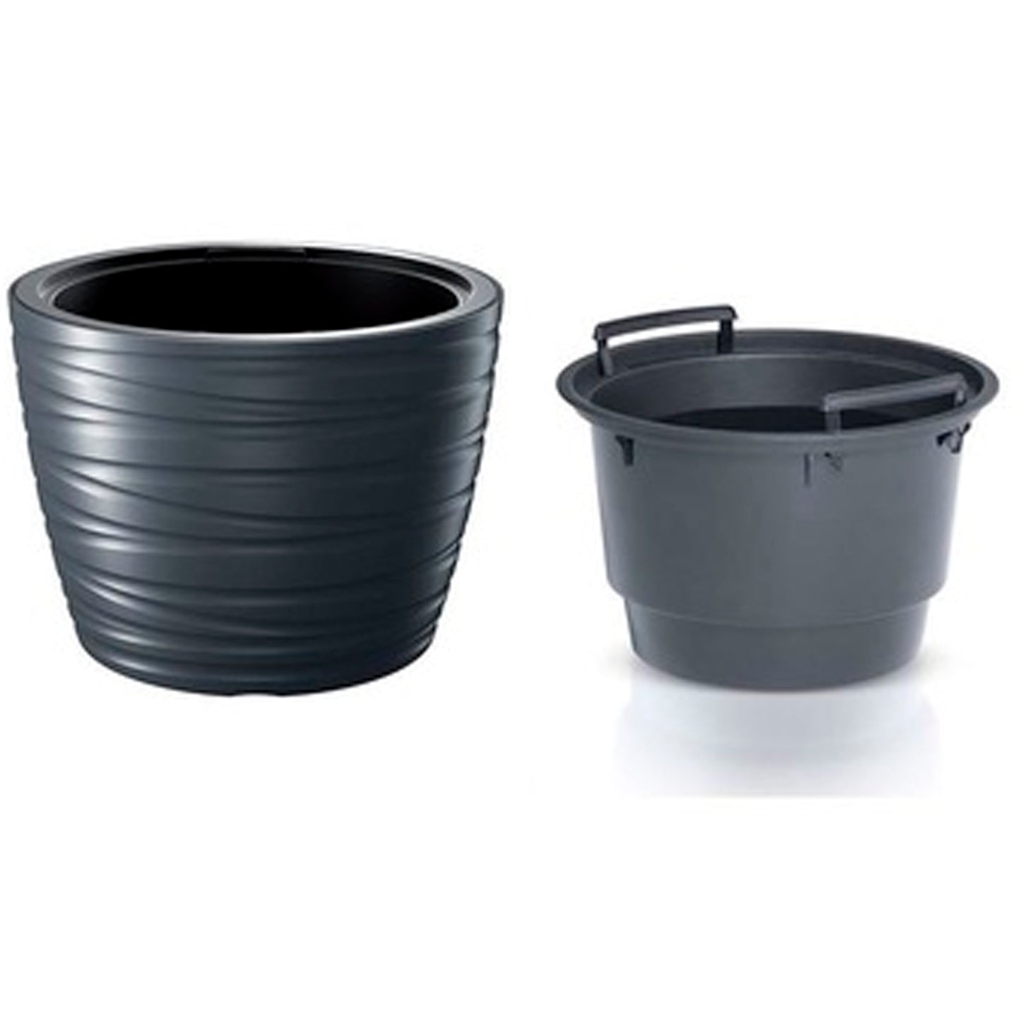 Maceta Baja Con Deposito 48l Maze De Plastico En Color Antracita 47,5 (largo) X 47,5 (ancho) X 34,9 (alto) Cm_1