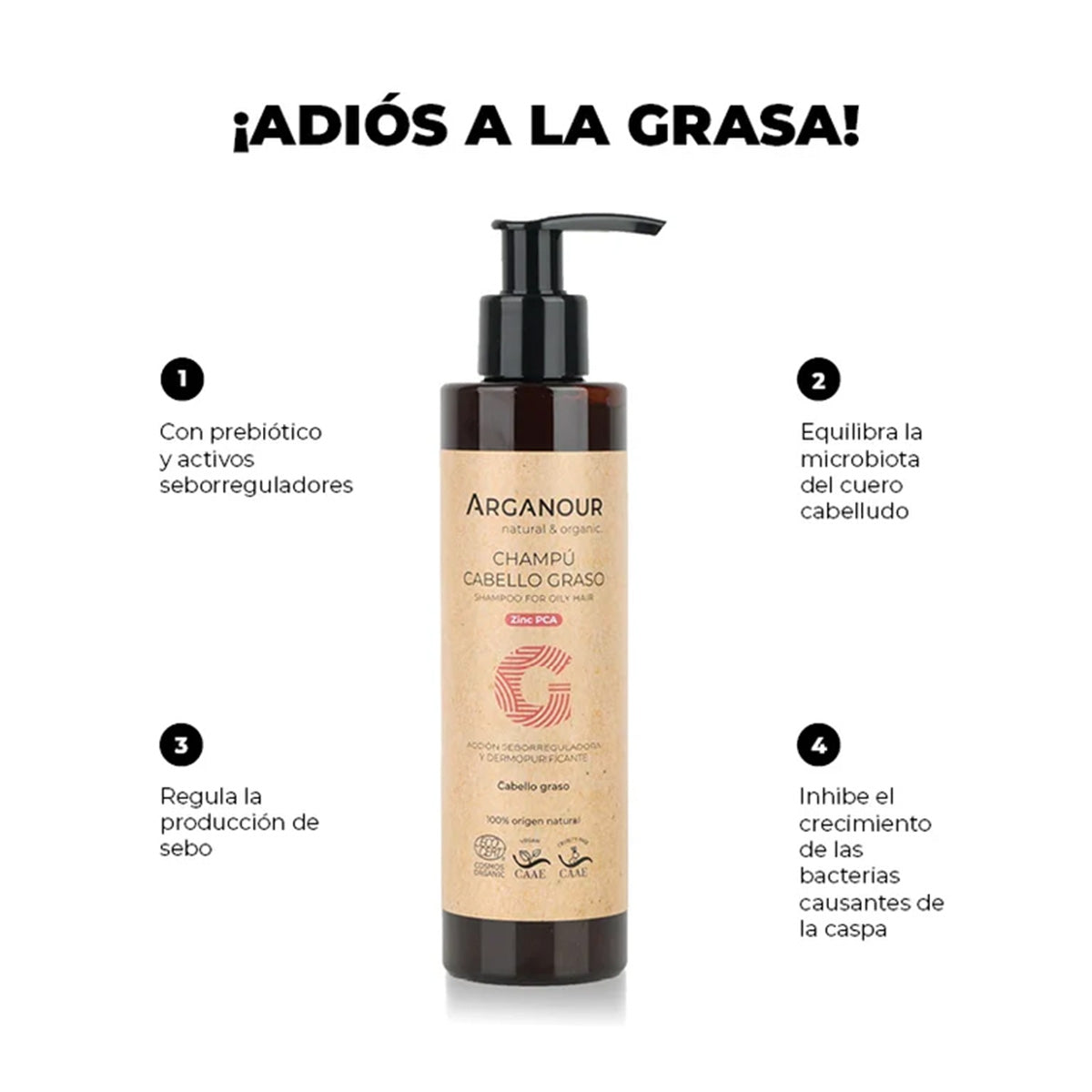 Champú cabello graso sin sulfatos Arganour 200ml