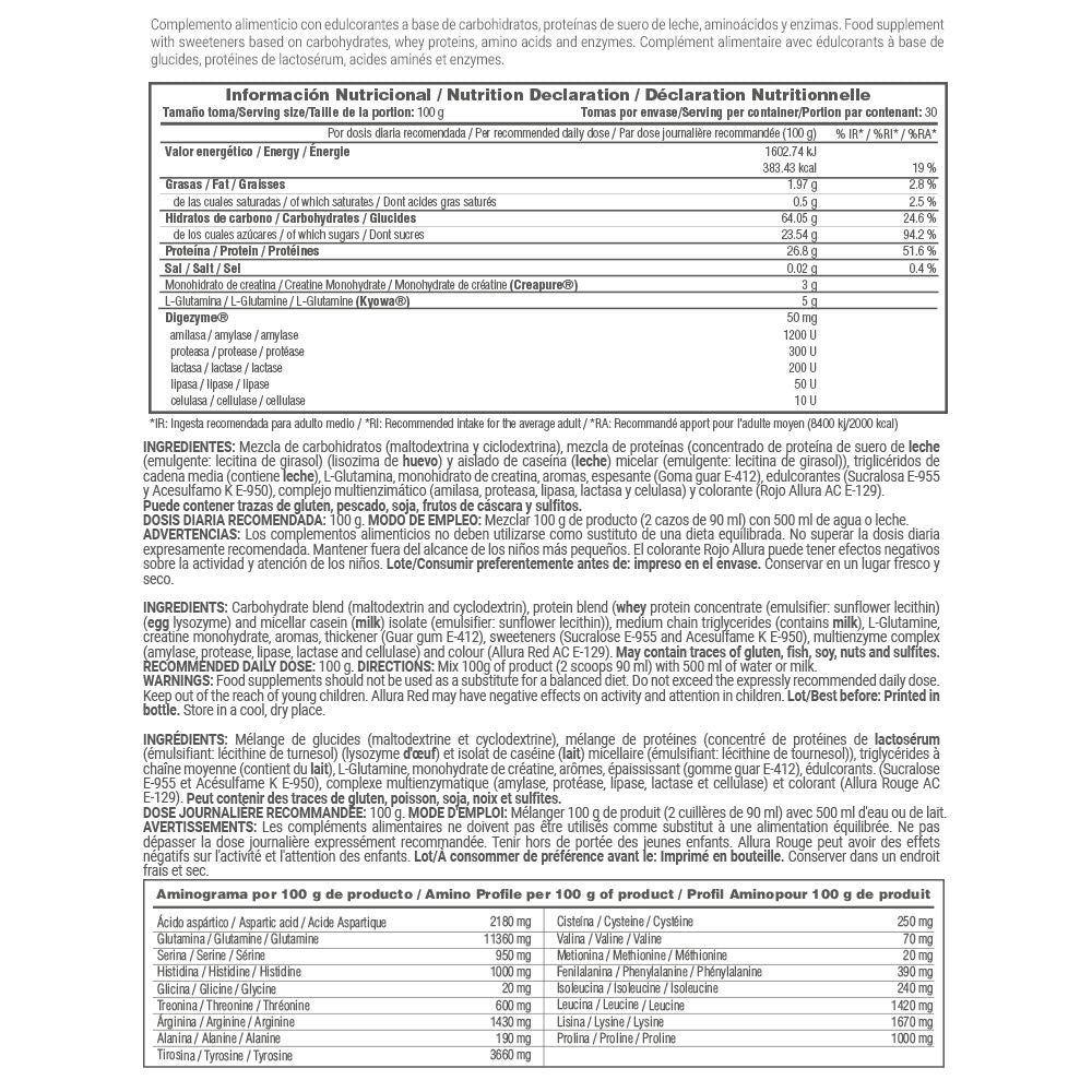 Gainer Mass Formula - 3 Kg - Fresa - Aumenta La Masa Muscular - Masmusculo_5