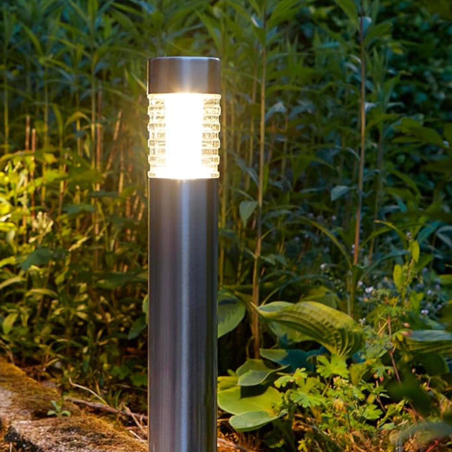 Well Home Luz Solar De Acero Inoxidable Con Pantalla De Cristal Y Led Blanco Cálido Ø6x27cm_3