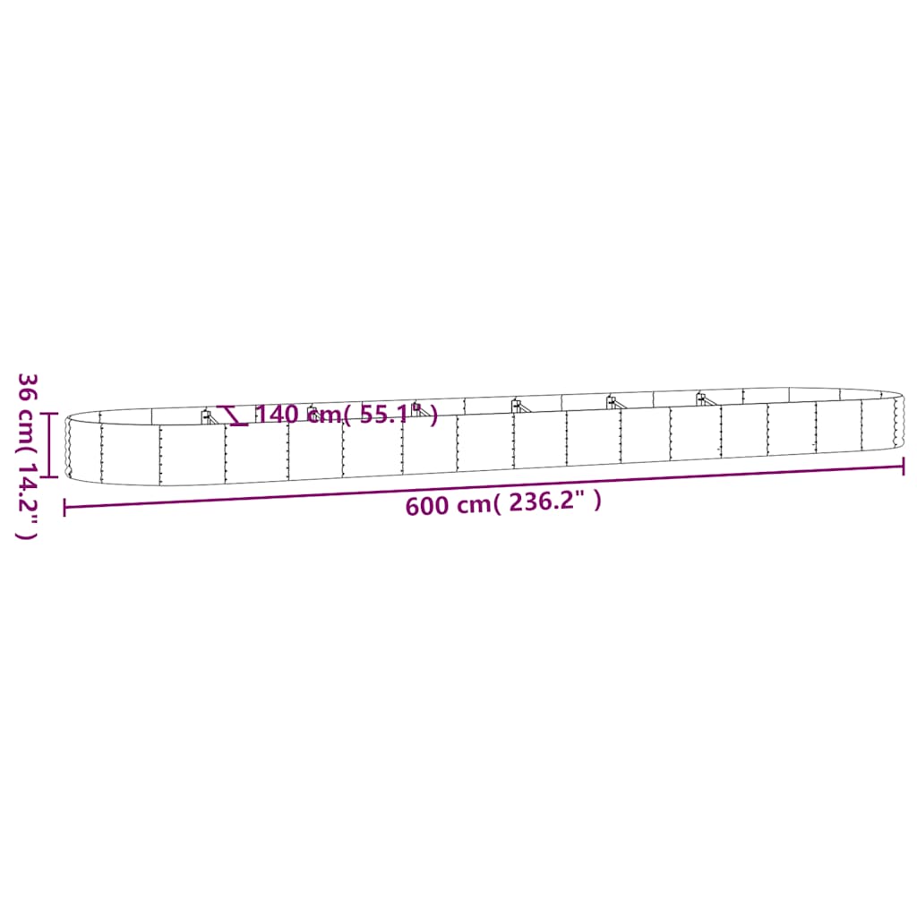 Jardinera Arriate Acero Galvanizado Antracita 600x140x36cm_5