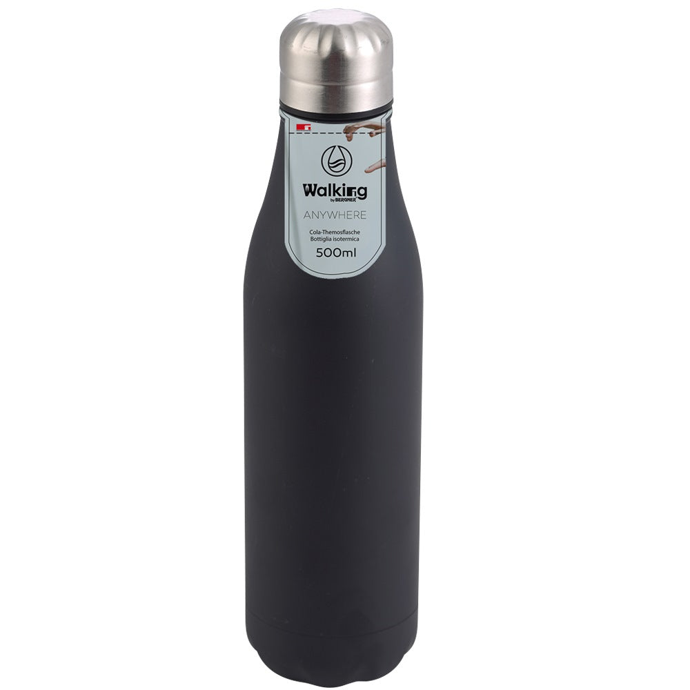 Botella Termo Cola 500ml Acero Inoxidable Negro Walking Anywhere
