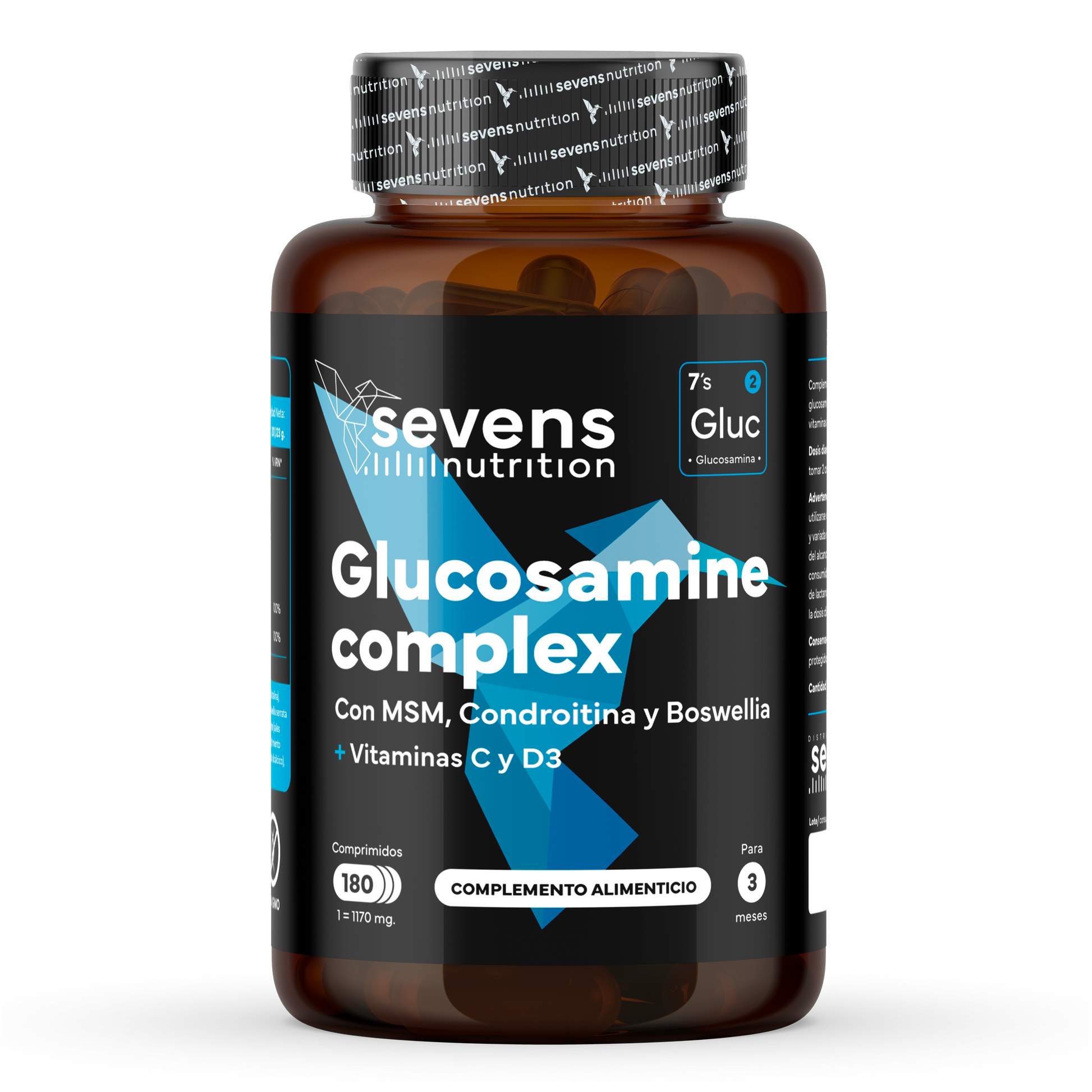 Glucosamina Con Condroitina, Msm Y Boswellia + Vitaminas C Y D3 De Sevens Nutrition. Cuidado De La Salud Articular.