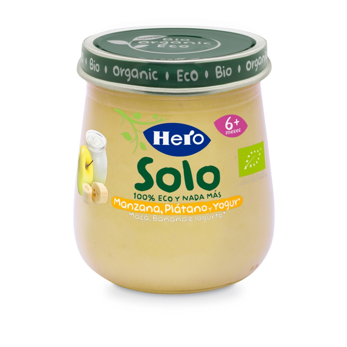 Tarrito de Manzana, Plátano y Yogur Eco 120 g-Hero Baby