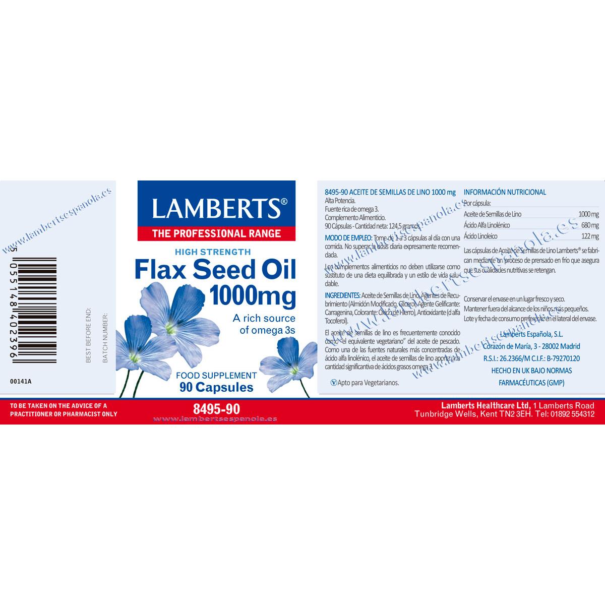 Aceite de Semillas de Lino Lamberts 90 cápsulas