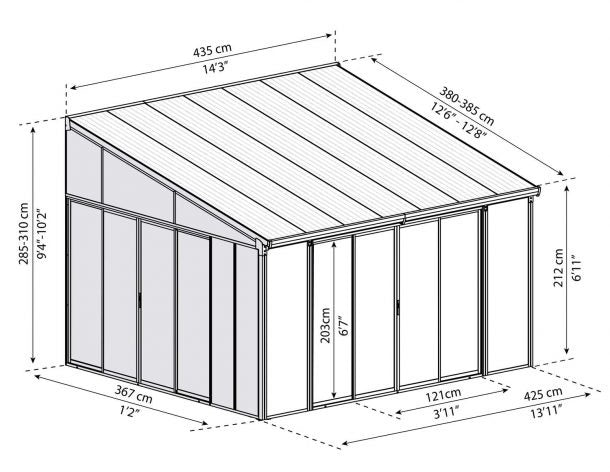 Pergola cerrada aluminio San Remo blanco 380x435 cm Canopia by Palram