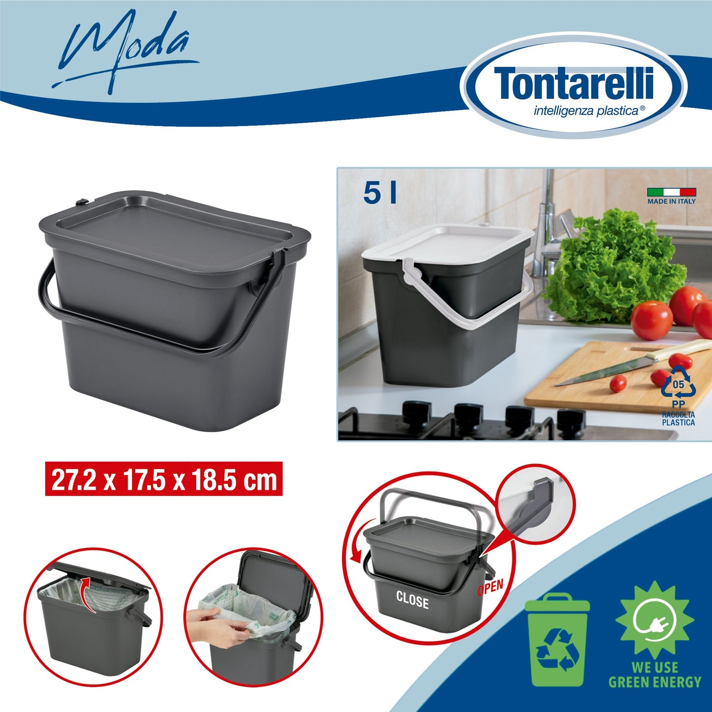 Papelera moda Con Asa 5l Grafito_1