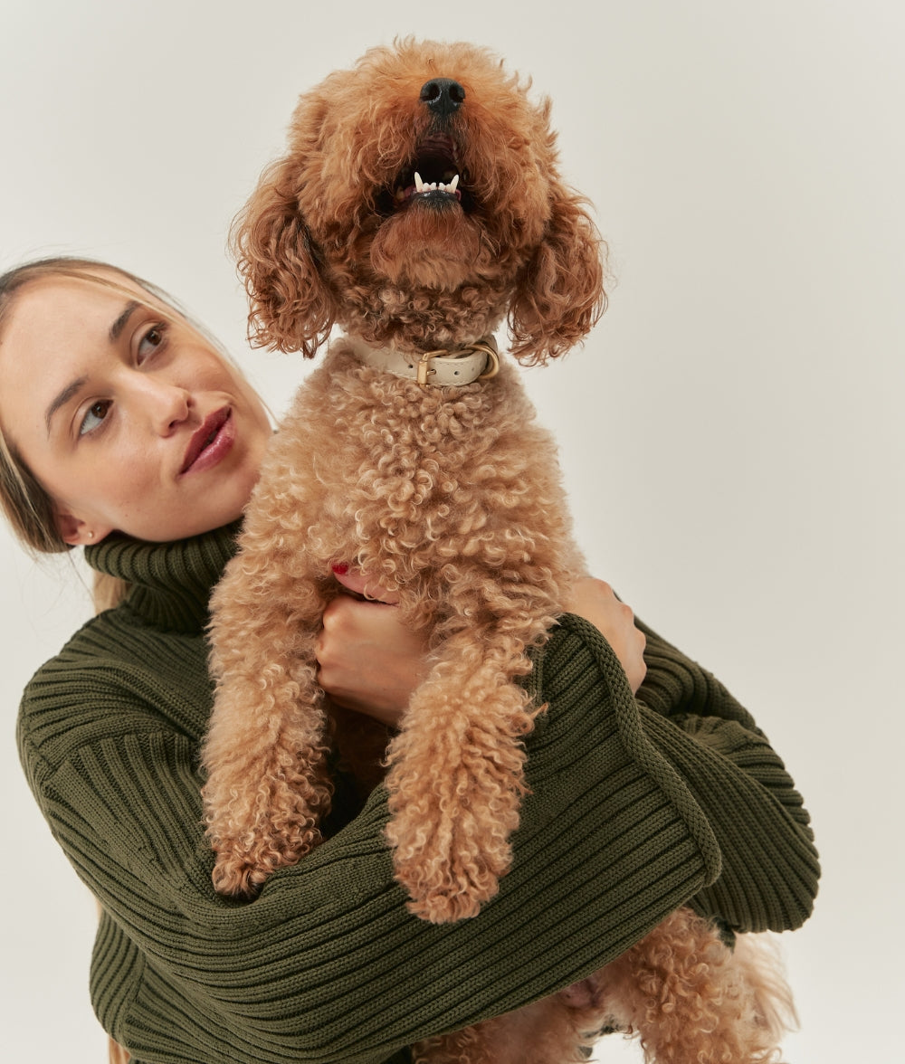 Cafide Collar De Cuero Vegano Beige. Modelo Jala.