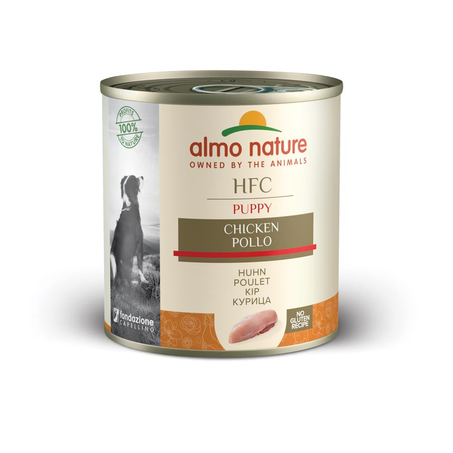 12ux280gr Lata De Comida Almo Para Perro Puppy Hfc Con Pollo_0