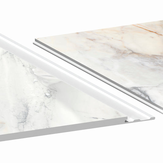 Aqua-step- All In One - Paneles De Pared A Prueba De Agua Y Panel De Sueloe  - Marmo Lumina - 6 Paneles (2,34m²)