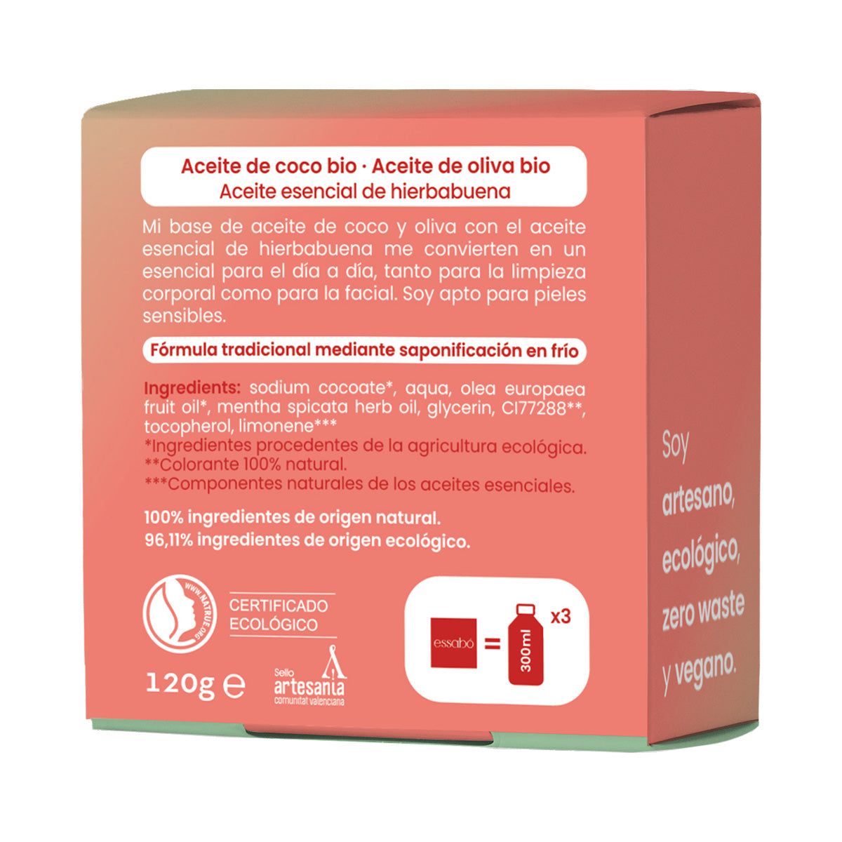 Jabón Sólido Ecológico Esencial Hierbabuena ESSABÓ 120 g