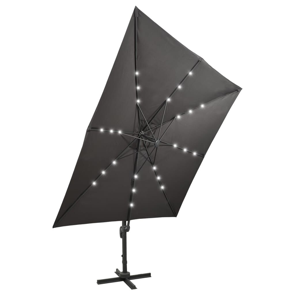 Vidaxl Sombrilla Jardín Voladiza Con Palo Y Luces Led Antracita 300 Cm_4