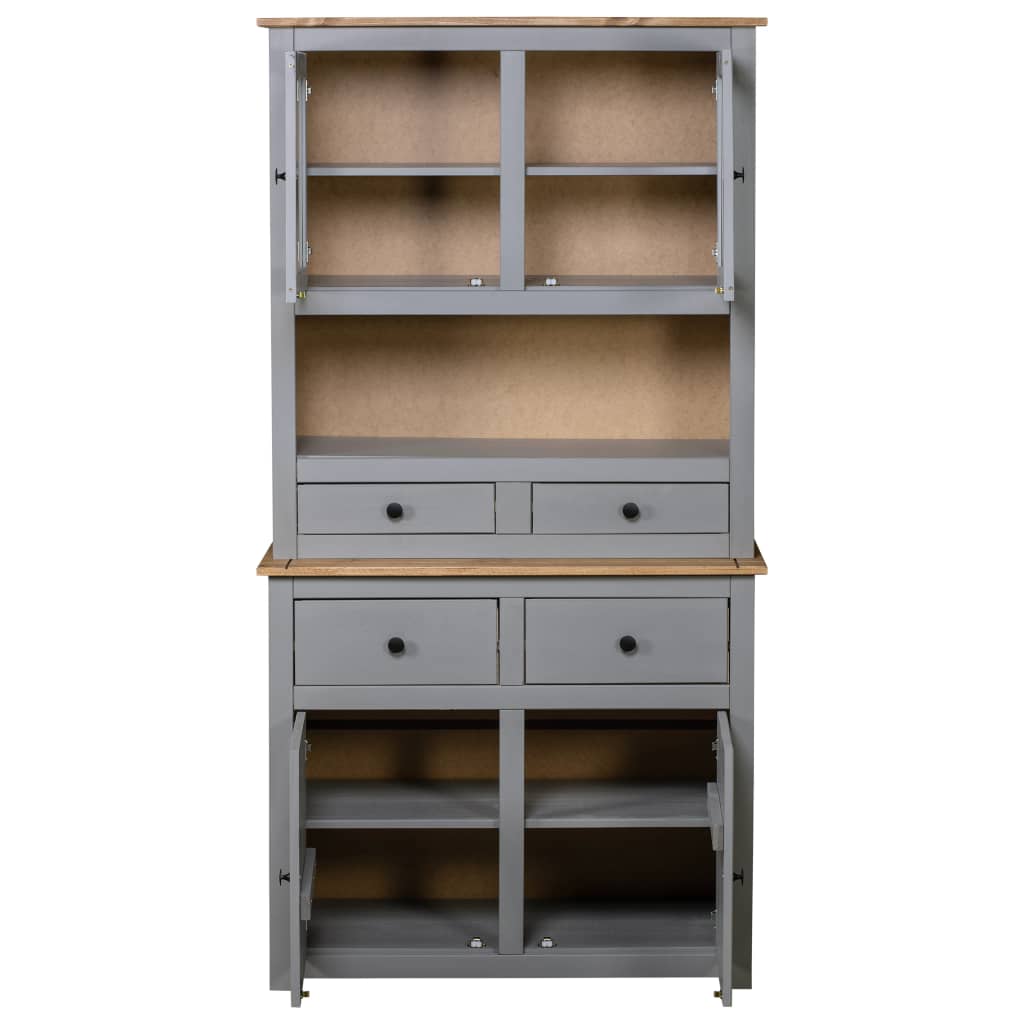 Aparador Madera Maciza Pino Estilo Panamá Gris 93x40,5x180 Cm_3