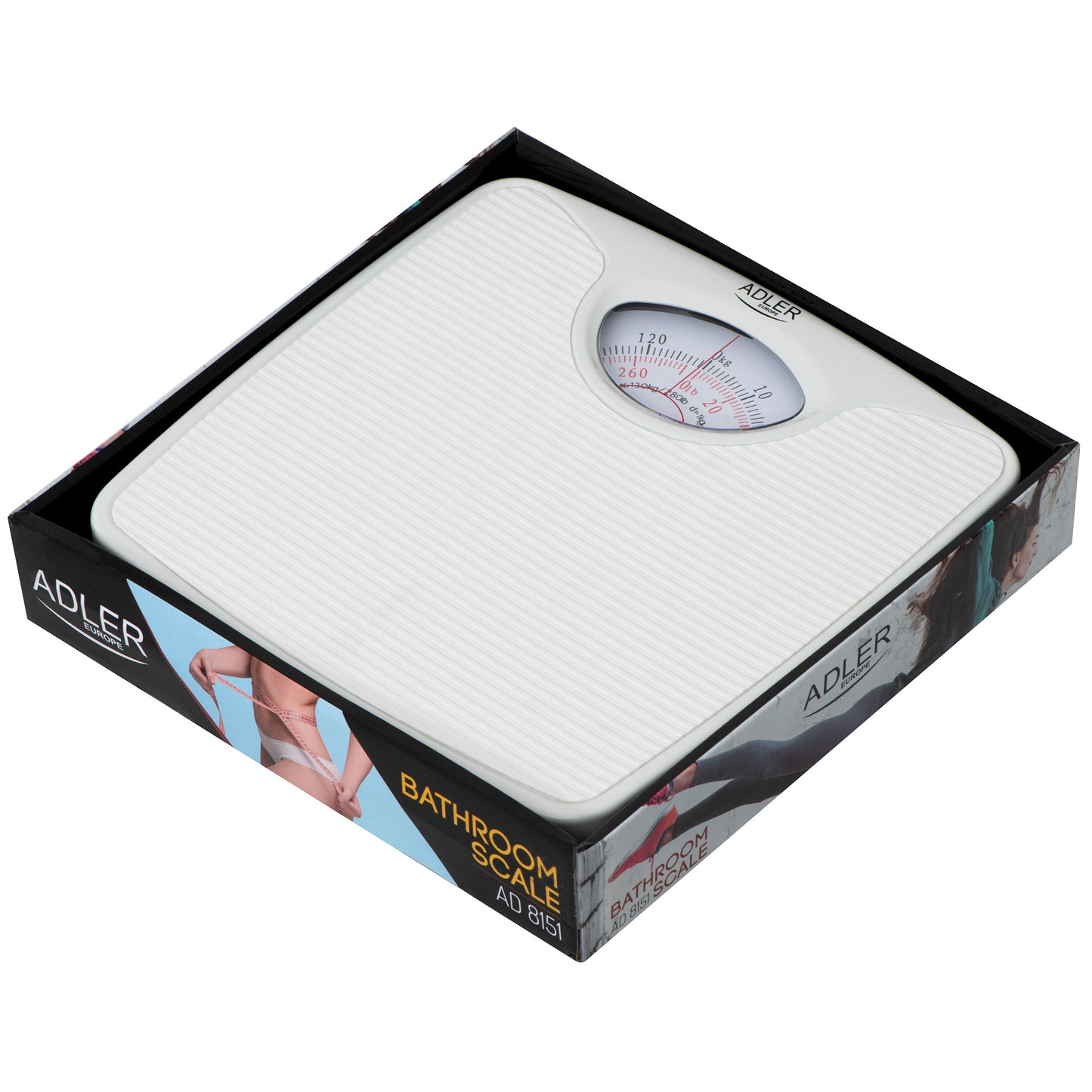 Báscula Analógica De Baño, Precisión, Mecánica, Medición Hasta 130 Kg, Sin Pilas, Fácil Uso Adler Ad8151w Blanco