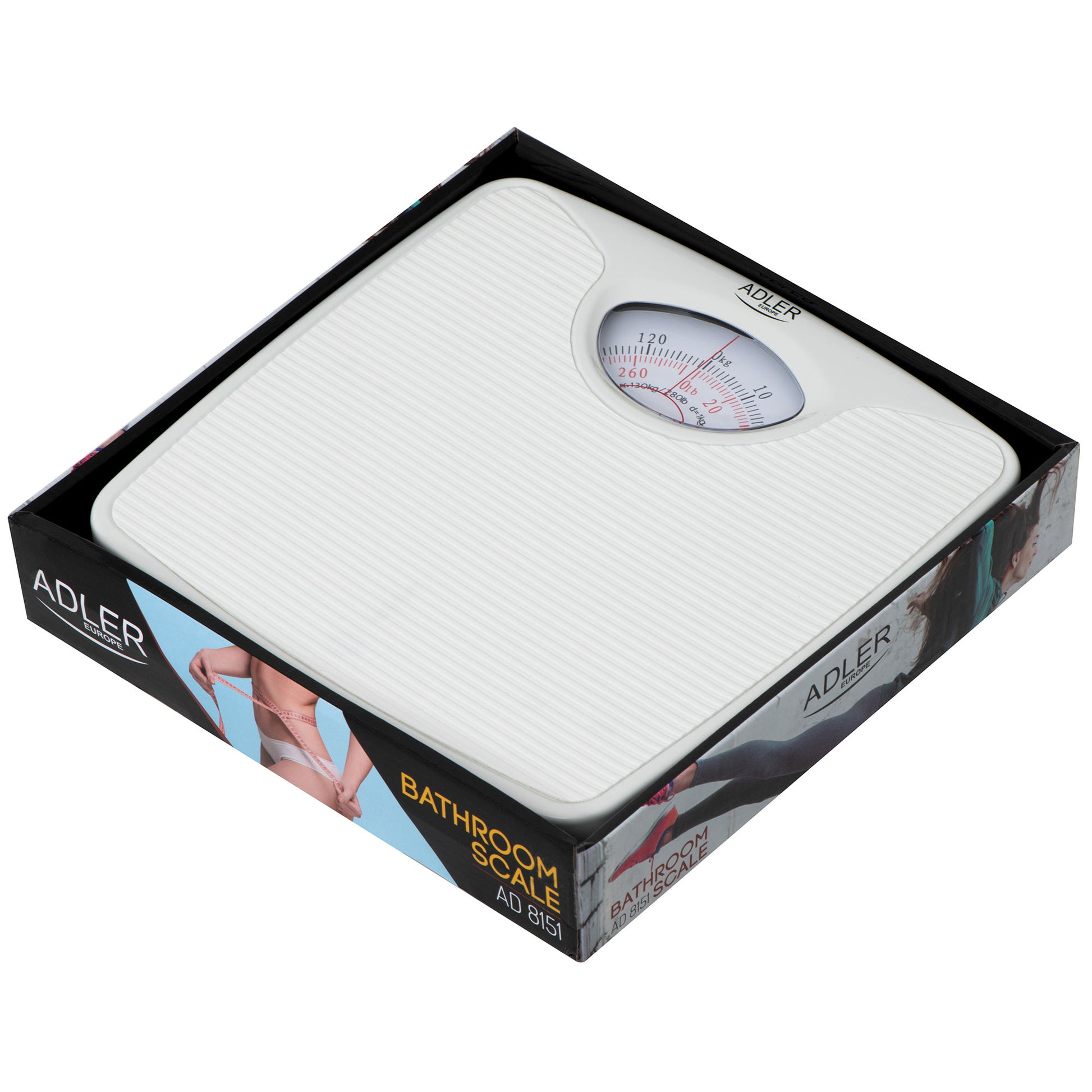 Báscula Analógica De Baño, Precisión, Mecánica, Medición Hasta 130 Kg, Sin Pilas, Fácil Uso Adler Ad8151w Blanco